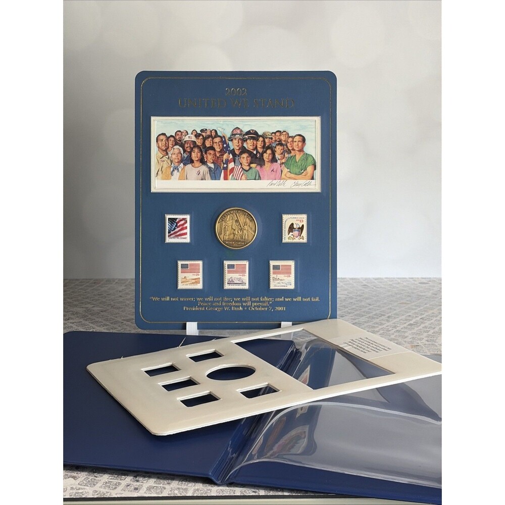 2002 United We Stand Commemorative Coin & Stamp Set 9/11 Tribute W/Cover